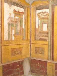 Sahte mimaride freskli duvarın detayı, Vettii Evi, Pompeii, Campania, Roma Uygarlığı by Roman Roman