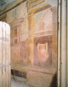 Triclinium salonundaki fresklerin ayrıntıları, Labirent Evi, Pompeii, Campania, Roma Uygarlığı by Roman Roman