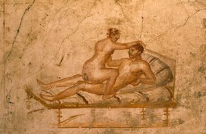 Pompeii'deki Vettii Evi'nin kübikülünden erotik fresk (UNESCO Dünya Mirası Listesi). by Roman Roman
