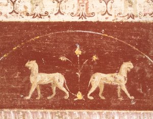 Tablino Salonu, Marcus Lucretius Fronto Evi, Pompeii, Campania, Roma Medeniyeti'nden fresk dekorasyonu by Roman Roman