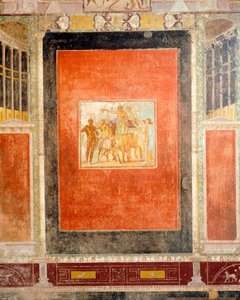 Tablino Salonu'nun fresk dekorasyonu, Marcus Lucretius Fronto Evi, Pompeii, Campania, Roma Uygarlığı by Roman Roman