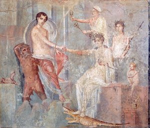 Io'nun Mısır'a, Pompeii'ye, Campania'ya, Roma Uygarlığına gelişini tasvir eden fresk by Roman Roman
