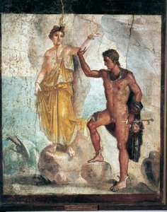 İtalya, Campania, Pompeii'den Perseus ve Andromeda'yı tasvir eden fresk, alçı üzerine resim, MS 55-79 by Roman Roman