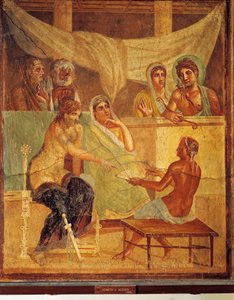 House of Tragic Poet, Pompei, İtalya'dan ADmetus ve Alcestis'in kahin danışmanlığını tasvir eden fresk by Roman Roman