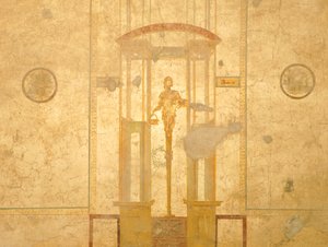 Aşıklar Evi, Pompeii, Campania, Roma Medeniyeti'nden caryatid'i tasvir eden fresk by Roman Roman