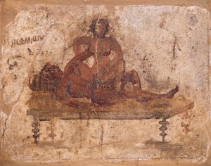 İtalya, Pompei'den erotik konuyu tasvir eden fresk by Roman Roman