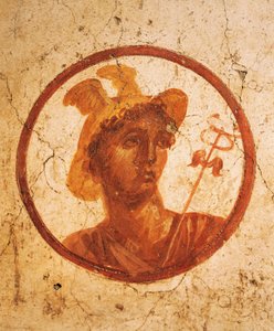 Beyaz arka planda bir adamın portresini tasvir eden fresk, Antik Av Evi, Pompeii, Campania, Roma Uygarlığı by Roman Roman