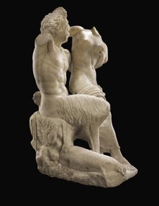 Pan ve Hermafrodit, MS 1. yüzyıl (mermer) by Roman Roman