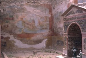 Pompeii, Casa de Diana ve amphitrite çeşmesi ve duvar resmi, İtalya (fotoğraf) by Roman Roman