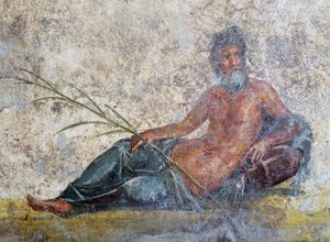 Nehir tanrısı, Pompeii'den fresk, Campania, İtalya, Roma Uygarlığı by Roman Roman