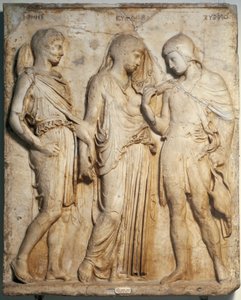 Roma Sanatı: “” Orphee, Eurydice ve Hermes””” Yunan orijinalinden mermer kabartma. Napoli, Museo Archeologico Nazionale by Roman Roman