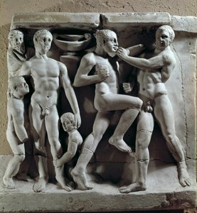 Roma sanatı: boks sahnesi. Düşük kabartma. Museo della Civilta Romana, Roma by Roman Roman