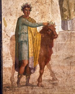 Roma uygarlığı, Jason ve Pelias'ı tasvir eden Fresk. Pompeii'den by Roman Roman