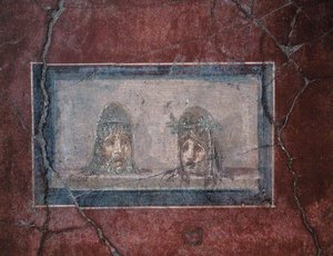 İki tiyatro maskesi, MÖ 1. yüzyıl-MS 79 by Roman Roman