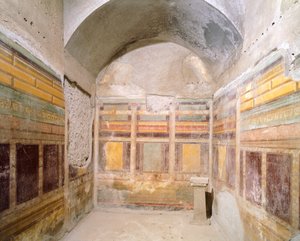 İkinci Pompei Stilinde fresklerle süslenmiş tonoz, Gümüş Düğün Evi, Pompeii, Campania, Roma Medeniyeti by Roman Roman