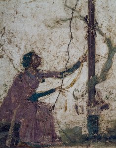 Kutsal ağaçtaki kadın, Pompeii, Campania, İtalya, Roma uygarlığından fresk parçası by Roman Roman