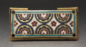Plaket, muhtemelen bir Reliquary Shrine, c.1180-1190 (yaldızlı bakır, champlevé ve emaye işi emaye) by Romanesque