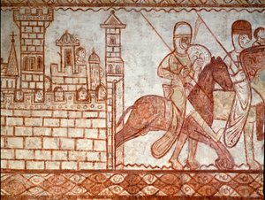 Şam kuşatması (Cressac Saint Genis tapınakçılarının şapelinin freskinin detayı) by Romanesque