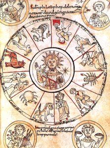 Zodyak işaretleri ile çevrili güneş by Romanesque