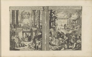 Tatar İmparatoru Mahkemesi; Brezilyalı Tapoeierler yemeklerini hazırlıyor Tartarische Keyzer / Empereur des Tartares et sa ihtişam // Brasiliaensche Giyim / Brasiliens, Tapuyers, vb (nesne üzerindeki başlık) Les Indes Orientales ve Occidentales ve autre by Romeyn de Hooghe