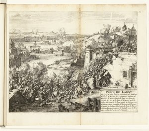 Inname van Lagny, 1589-1590 Lagny'nin Ele Geçirilmesi (nesne üzerindeki başlık) Flanders Savaşları (dizi başlığı) by Romeyn de Hooghe