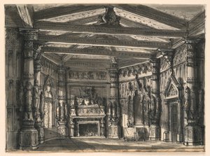 Sahne Tasarımı, Gotik Salonun İç Mekanı by Romolo Achille Liverani