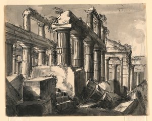 Sahne Tasarımı, Tapınak Harabeleri by Romolo Achille Liverani