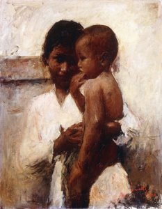Sevgi, Çocuğu Tutan Bir Cava Güzeli (tuval üzerine yağlı boya) by Romualdo Locatelli