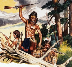 Tüfekli Amerikan yerlisi by Ron Embleton