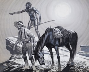 Edward Eyre (1815-1901) (kağıt üzerine guaj) by Ron Embleton