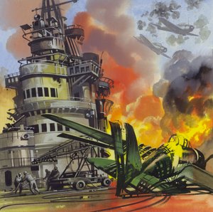 Midway Savaşı (kağıt üzerine guaj) by Ron Embleton