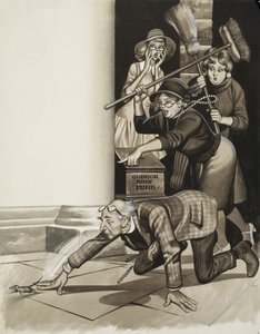 Papaz ve Kadınlar (kağıt üzerine guaj) by Ron Embleton