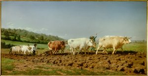 Nivernais çiftçilik yapıyor, batan Tablo Marie Rosalie Bonheur dit Rosa Bonheur (1822-1899) 1849 Güneş. 1.3x2.6m Paris, Musee d