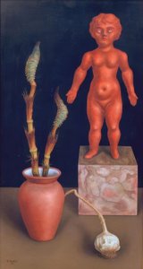 Atkuyruğu (ve oyuncak bebek) ile natürmort by Rudolf Wacker