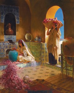 Les parfumeuses - Parfüm üreticileri - Rudolf Ernst (1854-1932). Ahşap üzerine yağlı boya Ebat : 55,5x45 cm Özel Koleksiyon