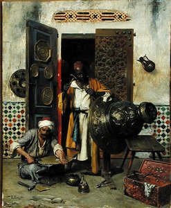 Metal İşçisi, c.1888 (panelde yağlı boya) by Rudolphe Ernst