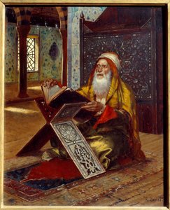 Masa Kuran okuyan bir imam. Rudolph (veya Rudolphe) Ernst (1854-1932) tarafından yapılan resim 19. yüzyıl Nantes, Musee des Beaux Arts by Rudolphe Ernst