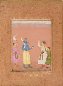 Kanada Ragini, c1680 müzik modunu gösteren, prensler tarafından karşılanan bir kahraman by Ruknuddin