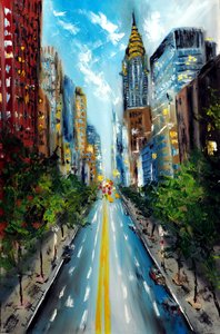 Manhattan Street New York, 2022 (tuval üzerine yağlıboya)