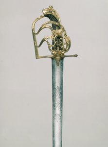 Memurlar, imparatorluk tacı altında St. George figürü ile çift başlı bir kartal ile oyulmuş, kabzası Catherine II 1729-96 monogramı ile süslenmiş), Rusya, 18. yüzyıl (çelik, bronz