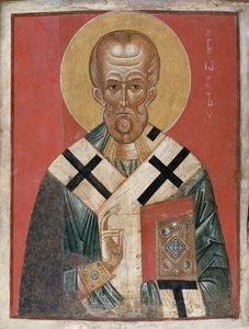 St. Nicholas, Novgorod okulu, c.1300 (geso üzerinde tempera) by Russian School