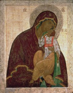 Alçakgönüllü Yakhroma Madonna, Rus ikonu, muhtemelen Pskov Okulu (panelde mizaç) by Russian School