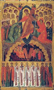 Seçilmiş Azizlerle Cehenneme İniş, 15. yüzyılın sonlarında. by Russian icon.