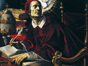 Saint Gregory Great, painting by Rutilio Manetti (1571-1639), oil on canvas, 67x89 cm, Italy
