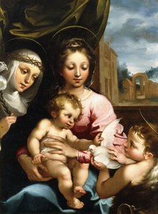 Bebek Vaftizci Yahya ve Sienalı Aziz Catherine ile Madonna ve Çocuk, c.1597-1612 by Rutilio Manetti