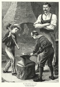 The Village Smithy (gravür) by S.T. (after) Dadd