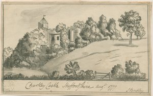 Chartley Kalesi: sepya çizimi, Ağustos 1777 by S Bentley