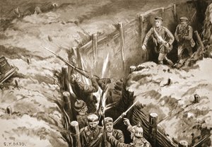 İkinci Teğmen Turner, bir Alman iletişim siperine (taş) bir bombalama saldırısına liderlik ediyor