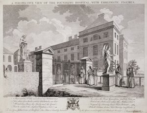 Sembolik Figürlerle Foundling Hastanesinin Perspektif Görünümü, 1749 by S. Vale