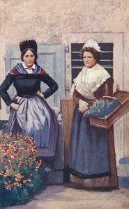 Causses Köylü Kızları (renkli taş baskı) by Sabine Baring-Gould